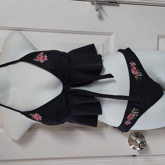 Embroidered Ruffle Bikini - Picture 1 of 9